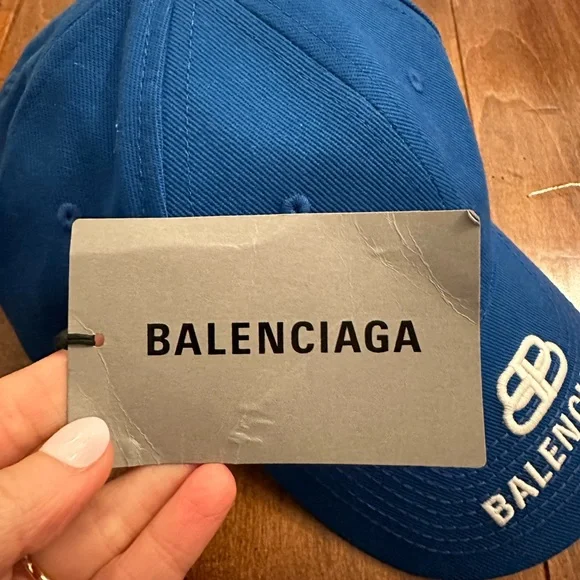 Balenciaga Blue Logo Embroidered Baseball Hat - Picture 14 of 16